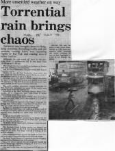 Newspaper cutting Torrential Rain 1981-07-28.