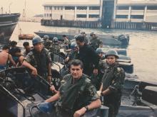 The unit prepares for nighttime patrol - 1990