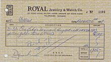 Royal Jewlery & Watch Company Receipt