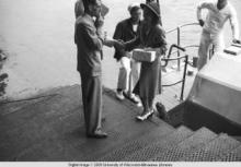 Hong Kong, American evacuees greeting each other during World War II